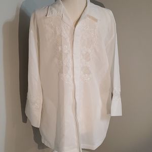 Men's, Embroidered Sheer Hawaiian Wedding Shirt XL